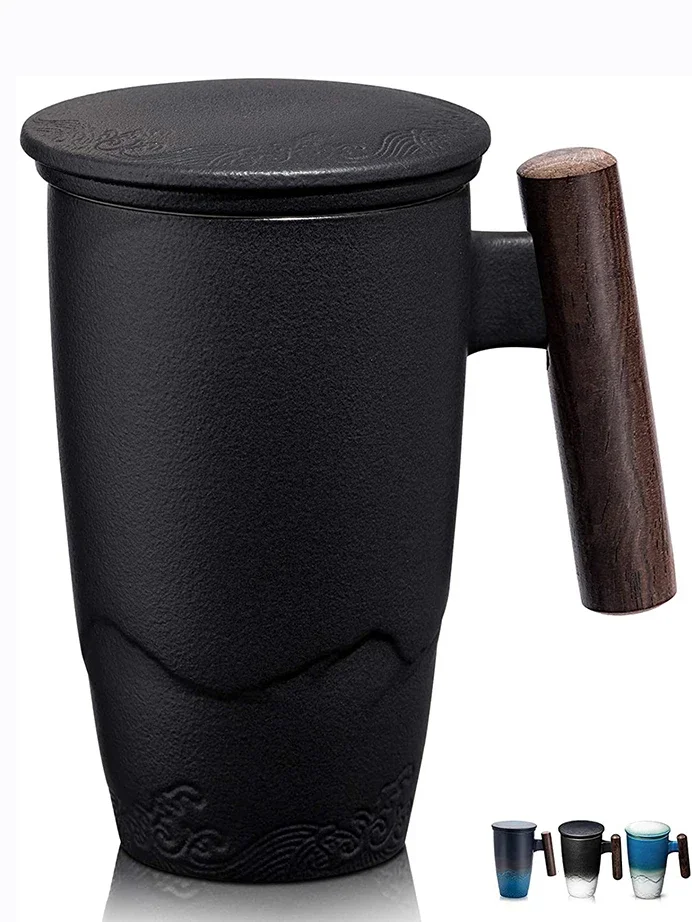 Coffee Tea Japan - Luxury แก้วเซรามิค Vintage ชาถ้วยกาแฟอาหารเช้าขนาดใหญ่ถ้วยและแก้วเบียร์ชุดไม้ Handle ส่วนบุคคลของขวัญ