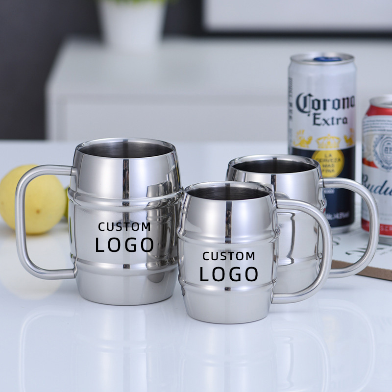 Coffee Tea Logo - ถ้วยเบียร์สแตนเลสแบบใช้เลเซอร์แกะสลักโลโก้ได้เก็บอุณหภูมิสองชั้นถ้วยชา Essential ของใช้ในครัวเรือน