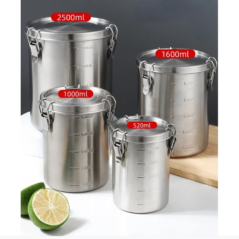 Coffee Tea And Sugar Canisters - กระป๋องเก็บกาแฟสแตนเลสสุญญากาศพร้อมฝาปิด ภาชนะเก็บอาหารในครัว ถังเก็บชา น้ำตาล กระป๋องปิดผนึก