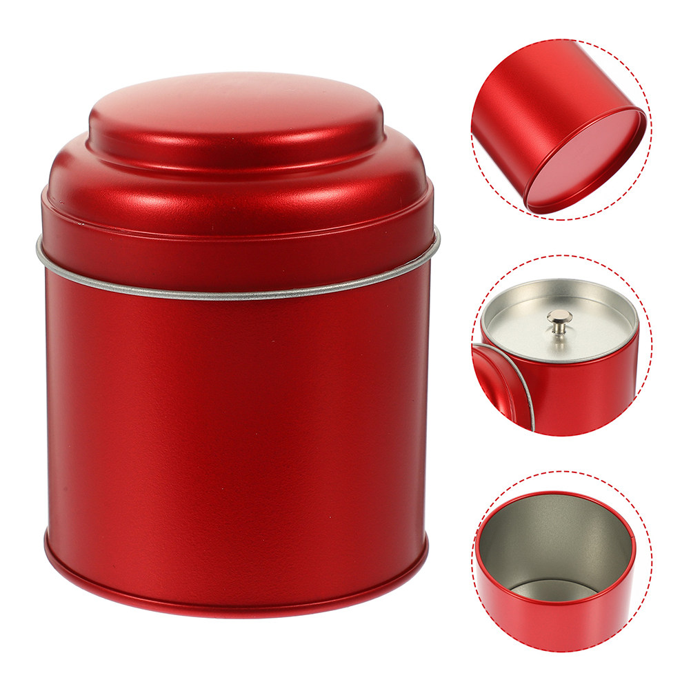 Tea Coffee Sugar Container - กระปุกเก็บชาโลหะทรงกลม 2 ชิ้น ปิดสนิท สำหรับเก็บชา กาแฟ