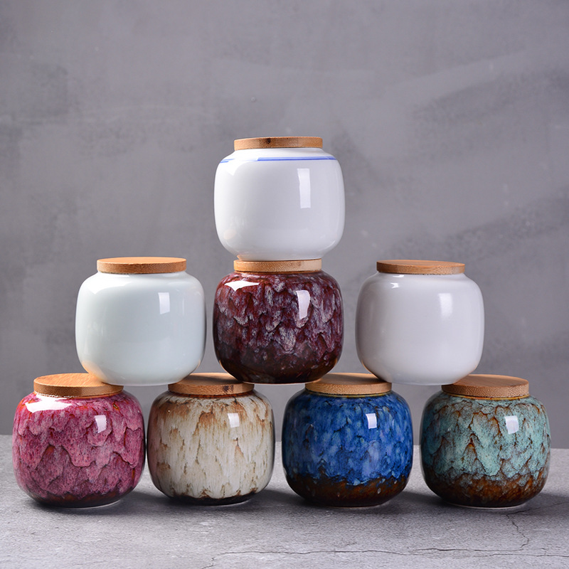 Coffee Tea Jug - 220mlครัวเซรามิคชากล่องRetro Fissionสีชาแคดดี้คอนเทนเนอร์เก็บกล่องPorcelain Jarสำหรับผงกาแฟjar