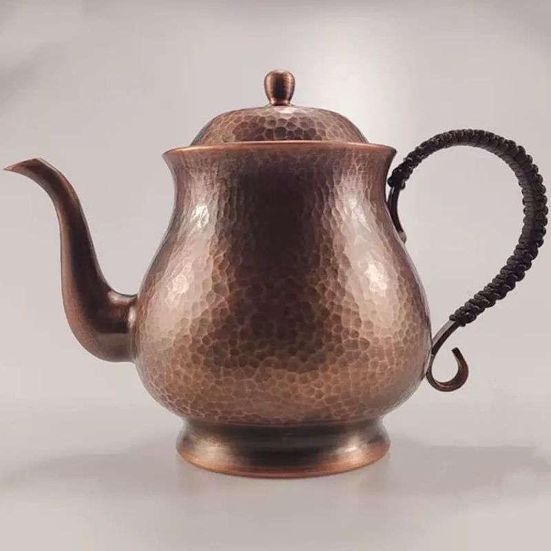 Coffee Tea Jug - Vintage ทองแดงบริสุทธิ์กาแฟหม้อ, ค้อนเนื้อสาน Handle 1000 ml