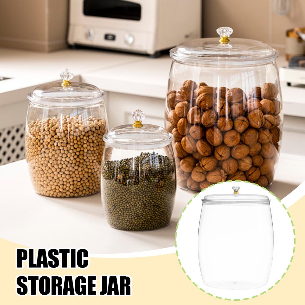 Tea Coffee Sugar Container - โหลพลาสติกใสขนาดใหญ่พร้อมฝาปิดสนิทสำหรับเก็บอาหาร เช่น คุกกี้ ลูกอม ขนม น้ำตาล