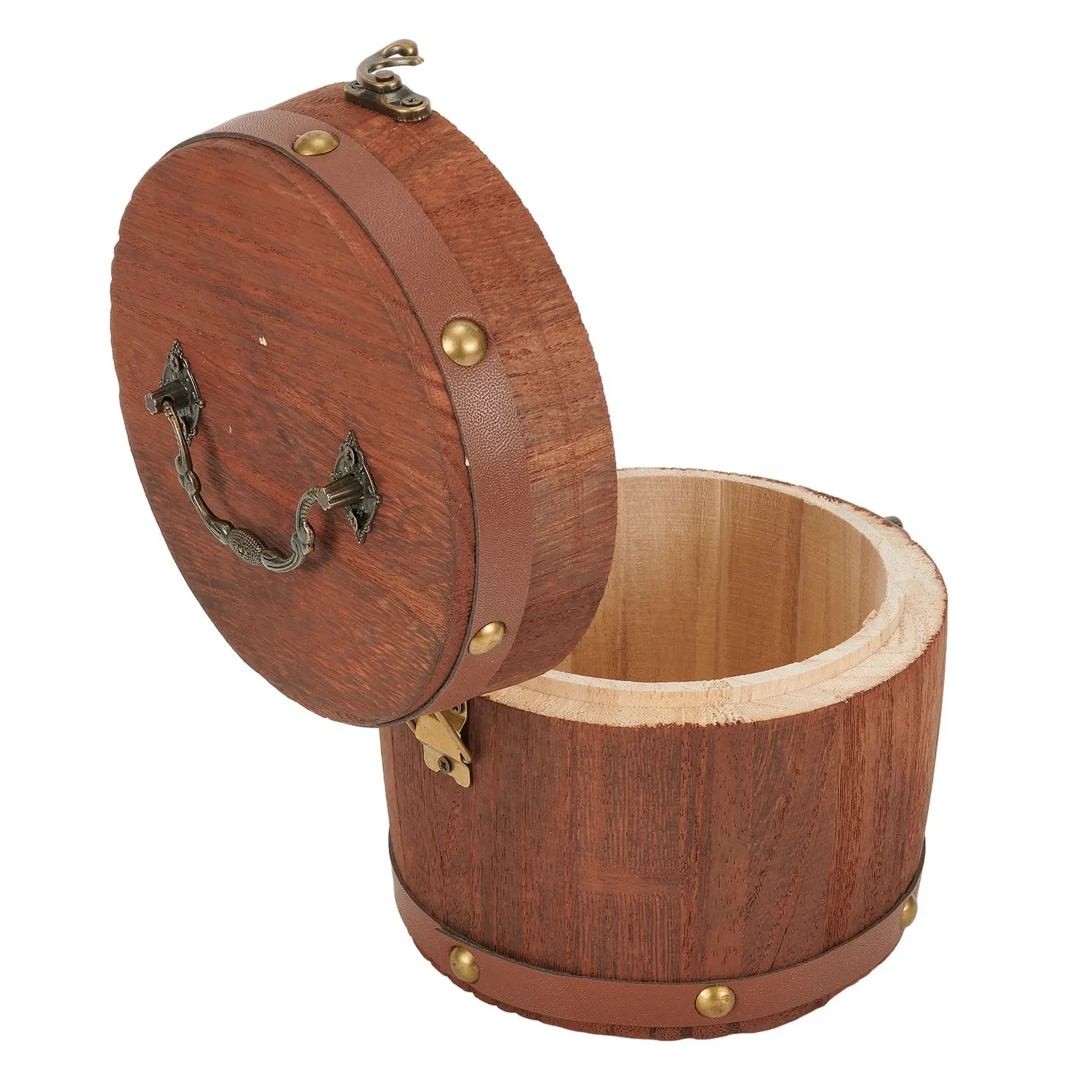 Coffee Tea Bean Leaf - 1 PC แบบพกพาชาไม้-Barrel กระป๋องโบราณ MINI ไม้-Barrel