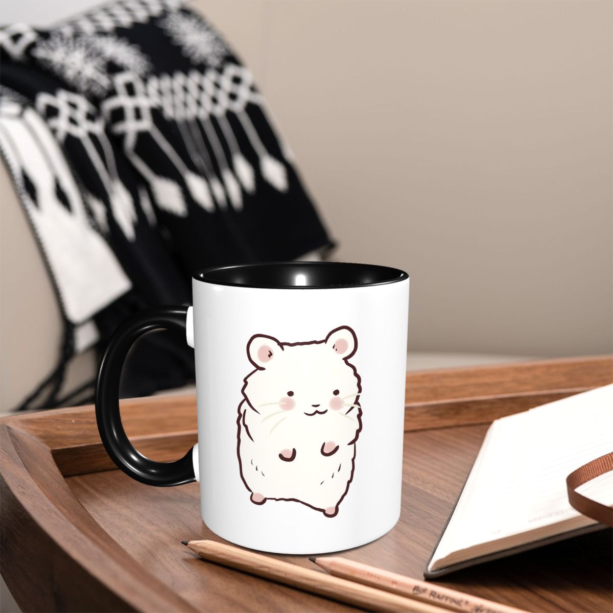 Coffee Tea Drawing - แก้วกาแฟเซรามิคลายหนูแฮมสเตอร์น่ารัก แก้วน้ำชา แก้วนม ของขวัญสำหรับผู้หญิงและผู้ชาย