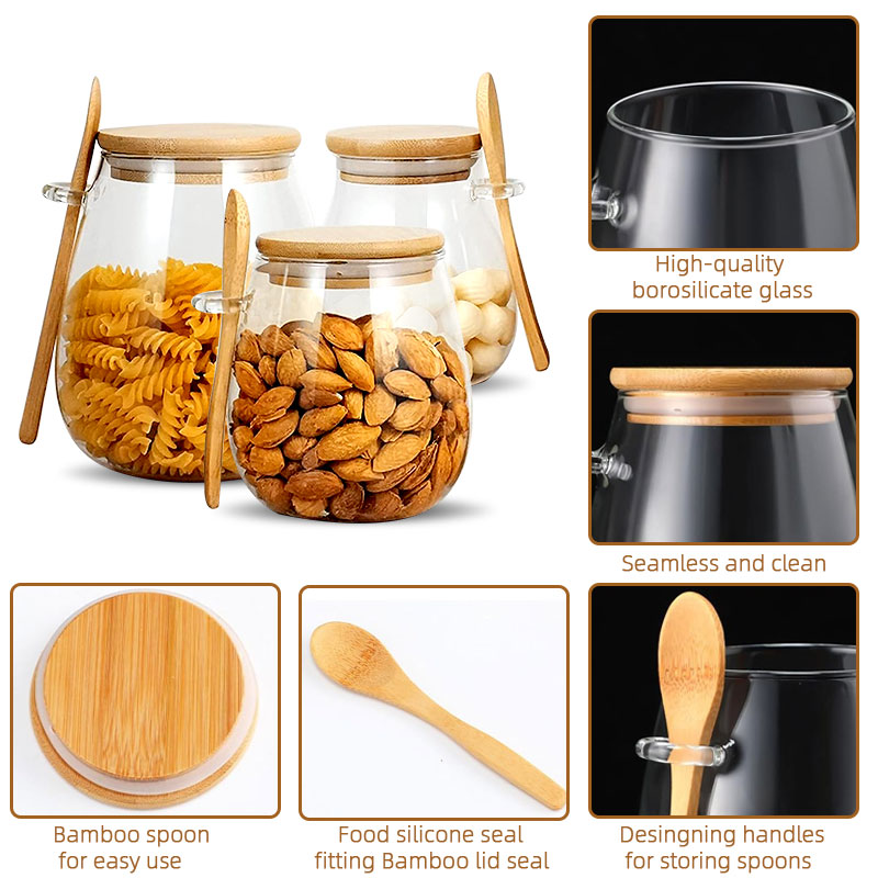 ขวดโหลแก้วปิดผนึกพร้อมช้อนและฝ - Tea Coffee Sugar Container บทวิจารณ์และราคา