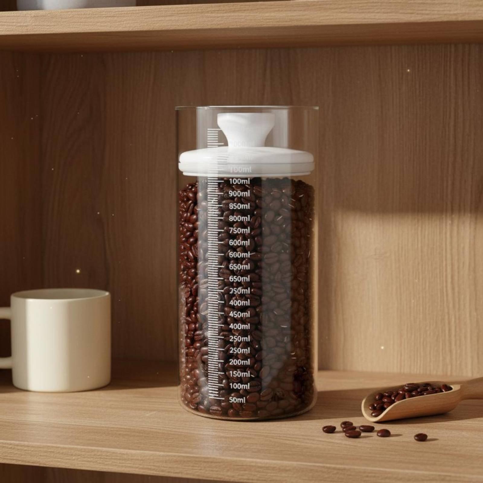 โหลแก้วสำหรับเก็บของในครัว ปิด - Coffee Tea Bean Leaf บทวิจารณ์และราคา