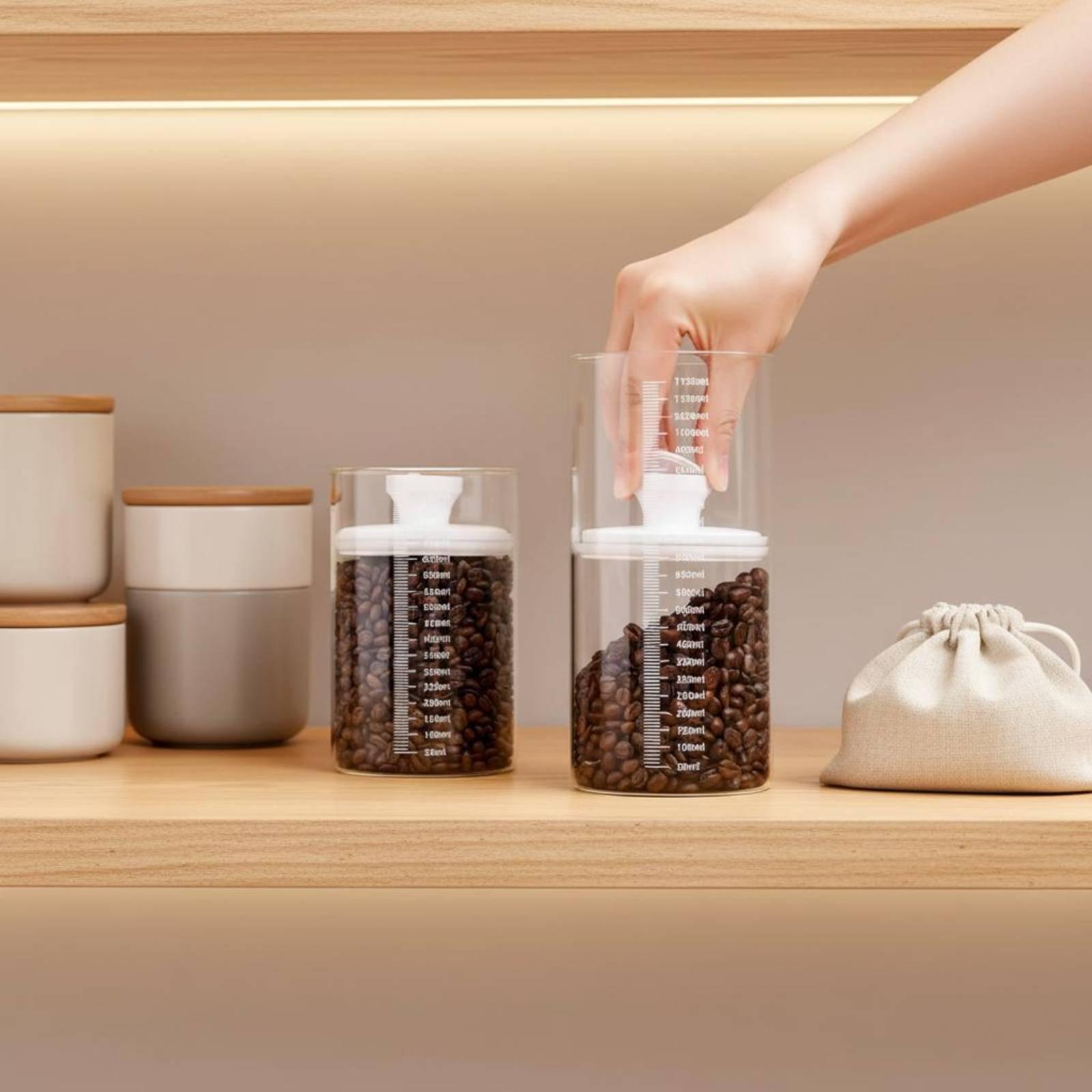 โหลแก้วสำหรับเก็บของในครัว ปิด - Coffee Tea Bean Leaf บทวิจารณ์และราคา