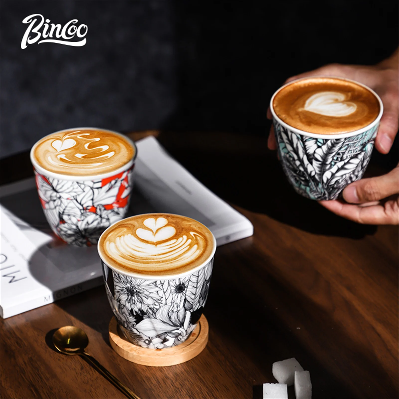 แก้วกาแฟเซรามิก BINCOO ลายดอกไ - Coffee Tea Latte บทวิจารณ์และราคา