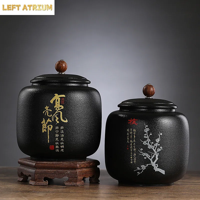กระปุกชาเซรามิกสีดำแบบปิดผนึก  - Coffee Tea Font บทวิจารณ์และราคา