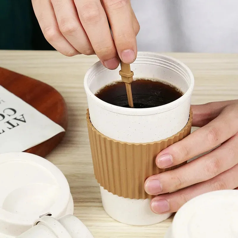 450ML ถ้วยกาแฟพร้อมฝาปิดฟางข้า - Coffee Tea Essentials บทวิจารณ์และราคา