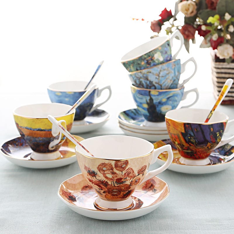 Van Gogh Art ภาพวาดแก้วกาแฟจาน - Coffee Tea Van บทวิจารณ์และราคา