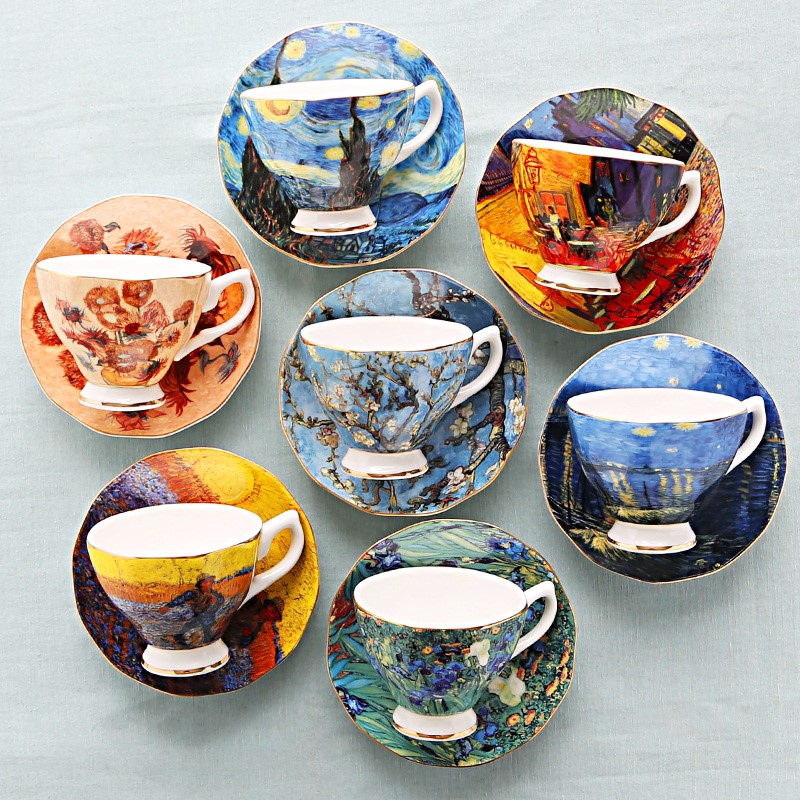 Van Gogh Art ภาพวาดแก้วกาแฟจาน - Coffee Tea Van บทวิจารณ์และราคา