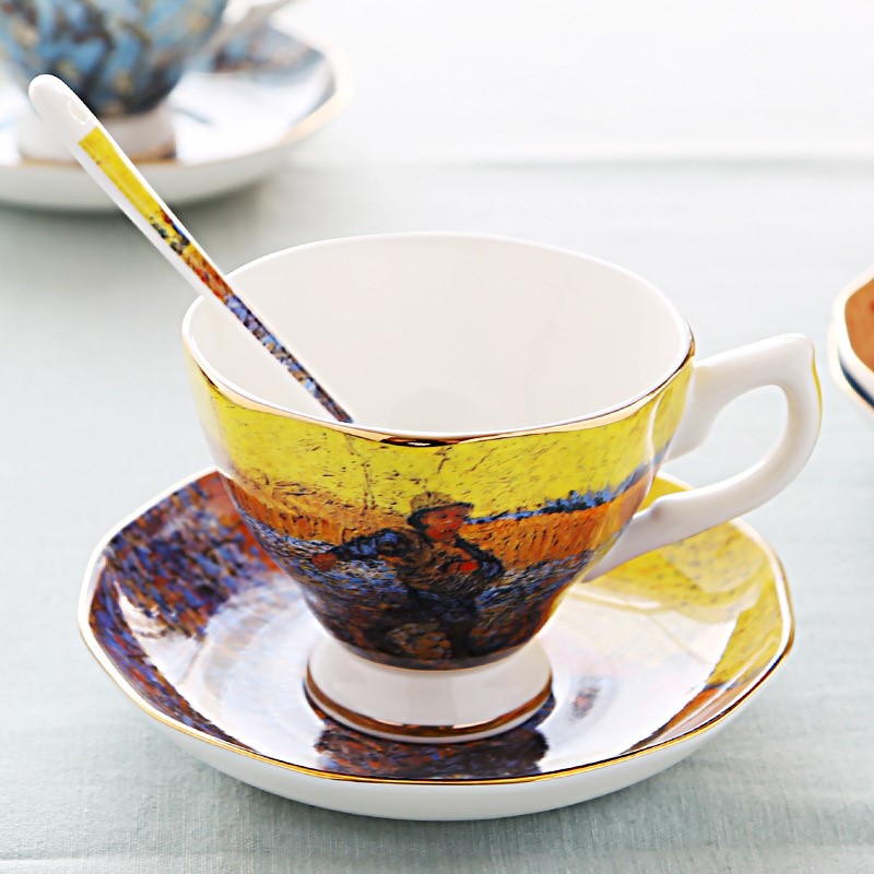 Van Gogh Art ภาพวาดแก้วกาแฟจาน - Coffee Tea Van บทวิจารณ์และราคา