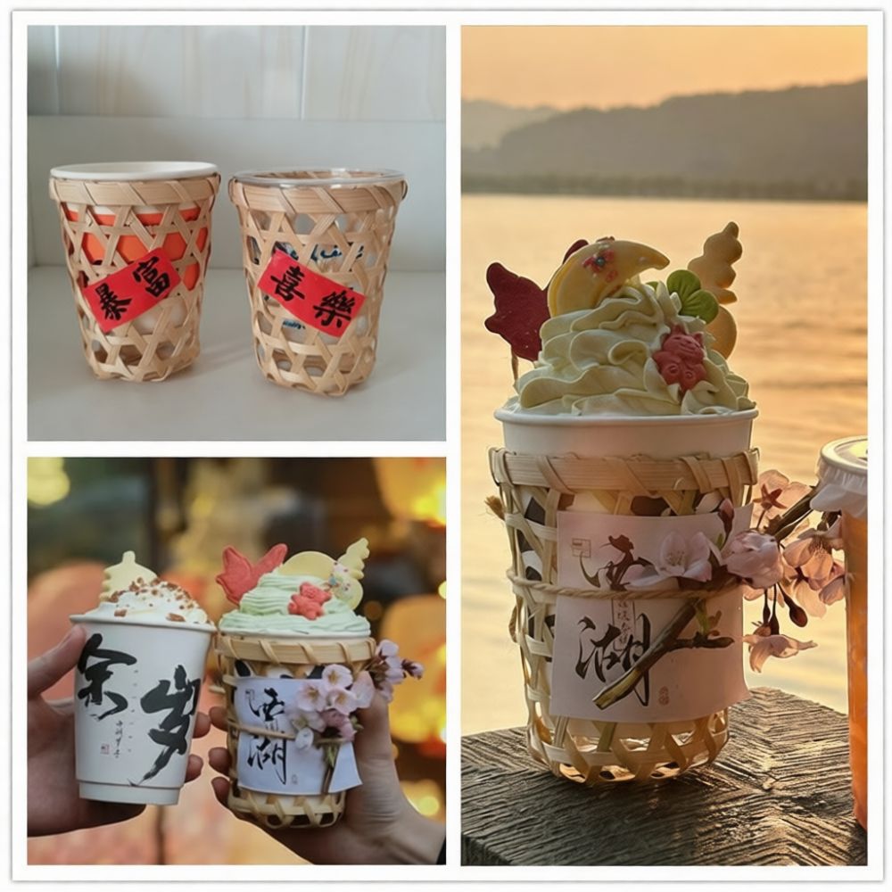 ปลอกหุ้มแก้วเครื่องดื่มไม้ไผ่ส - Coffee Tea Gift Basket บทวิจารณ์และราคา