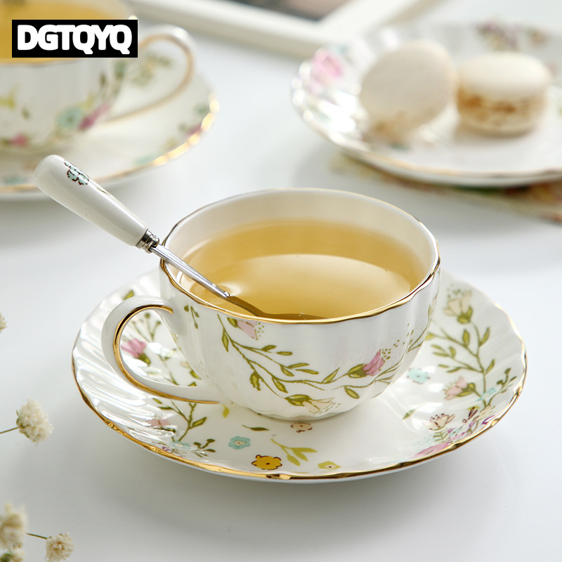 ชุดถ้วยกาแฟเซรามิกวินเทจลายดอก - Coffee Tea Latte บทวิจารณ์และราคา