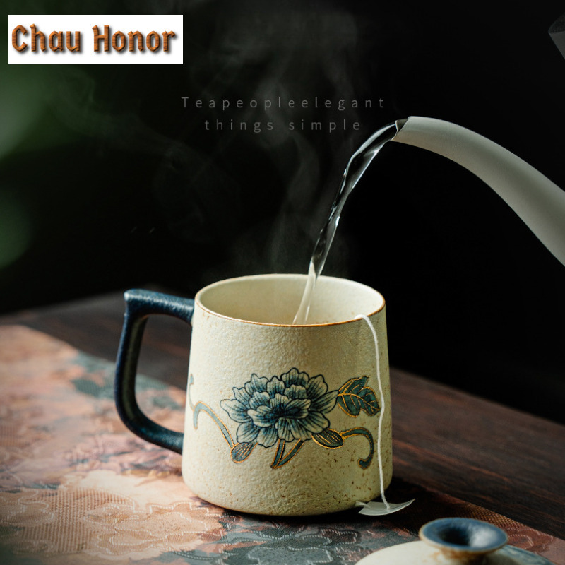 330ml สีฟ้าและสีขาว Flint สีแด - Coffee Tea Drawing บทวิจารณ์และราคา