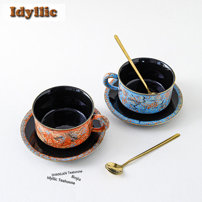 HOYIHM แก้วกาแฟลายหมึกกระเซ็น  - Coffee Tea Drawing บทวิจารณ์และราคา