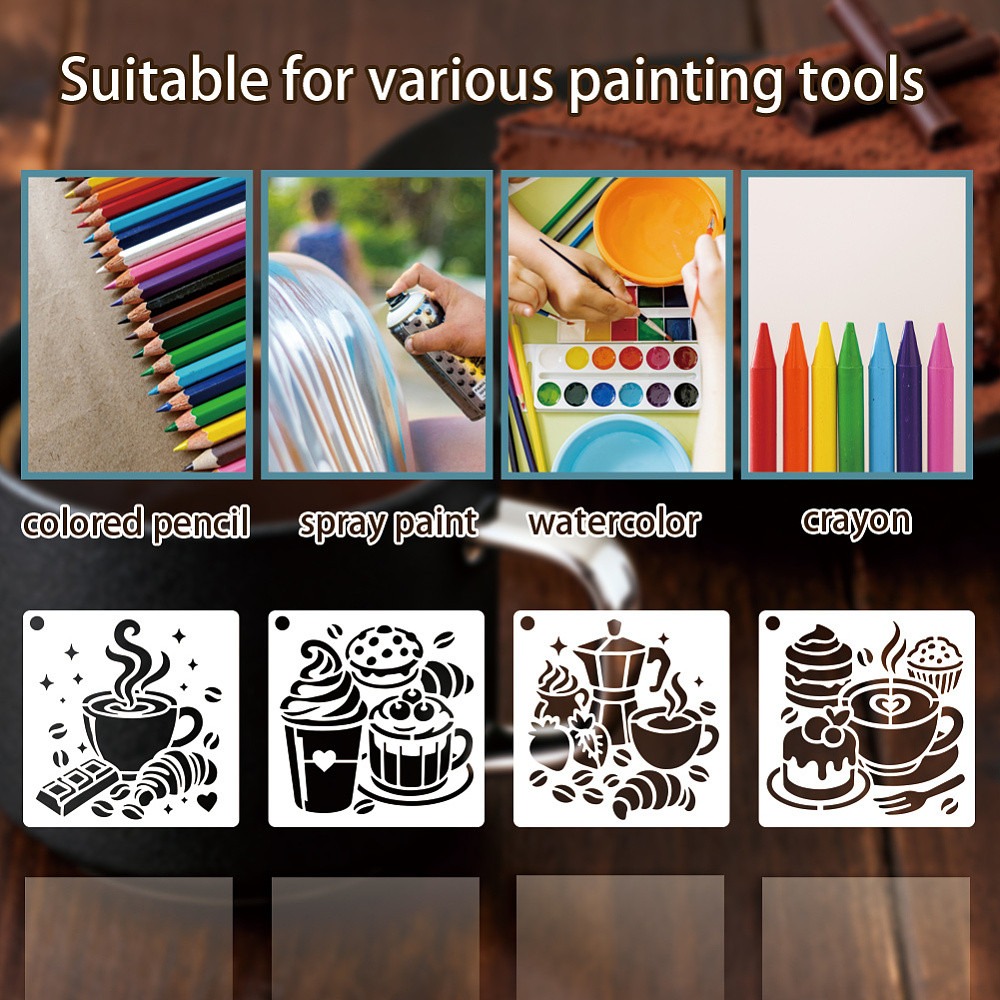 แผ่นลายฉลุสำหรับวาดภาพลายกาแฟ  - Coffee Tea Drawing บทวิจารณ์และราคา