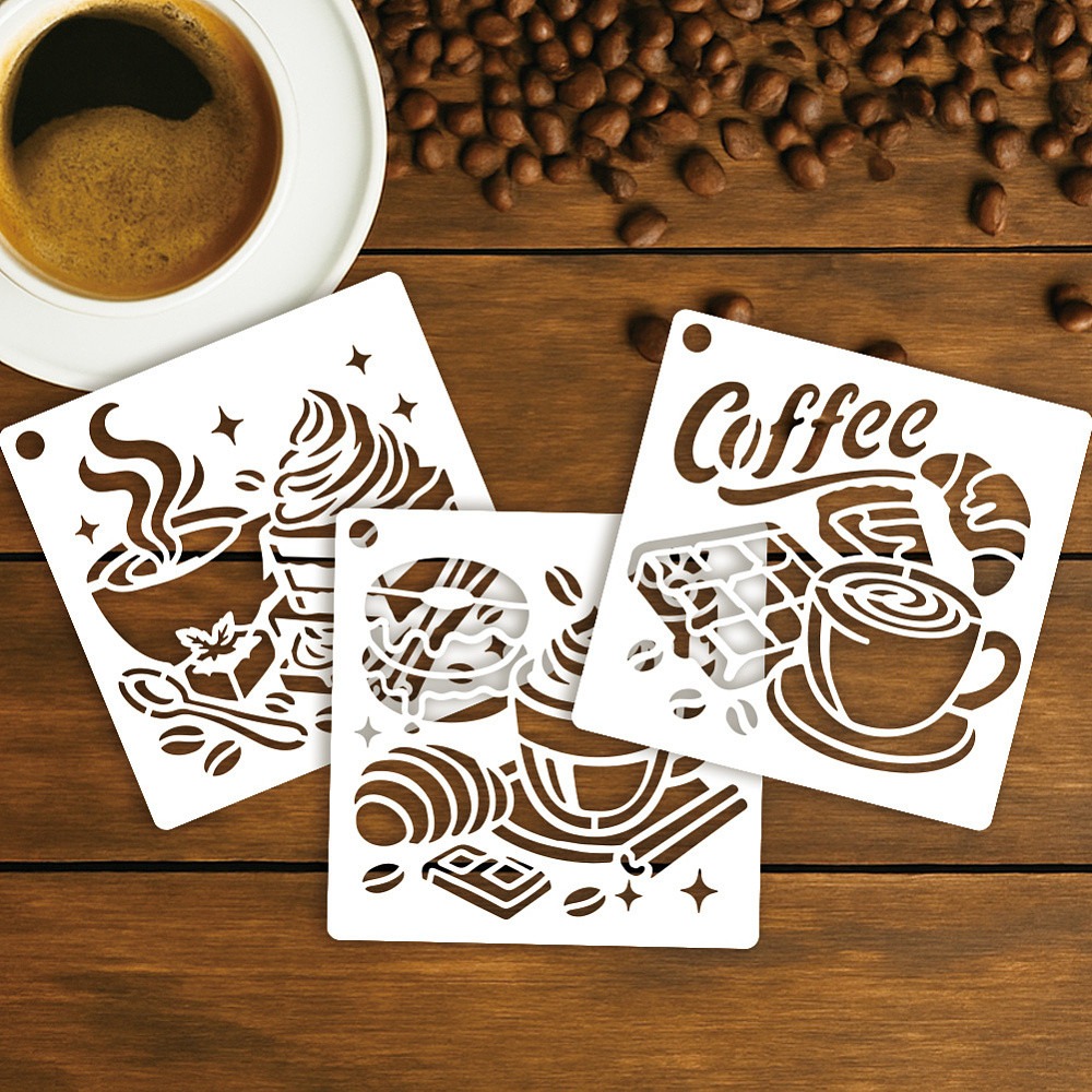 แผ่นลายฉลุสำหรับวาดภาพลายกาแฟ  - Coffee Tea Drawing บทวิจารณ์และราคา