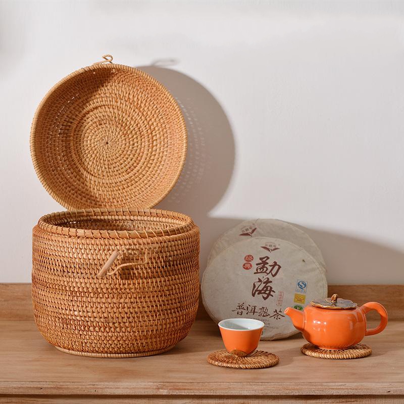กล่องเก็บชาหวายสานมือพร้อมฝาปิ - Coffee Tea And Sugar Canisters บทวิจารณ์และราคา