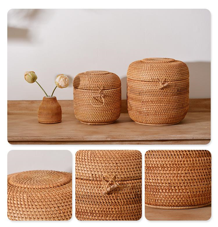 กล่องเก็บชาหวายสานมือพร้อมฝาปิ - Coffee Tea And Sugar Canisters บทวิจารณ์และราคา