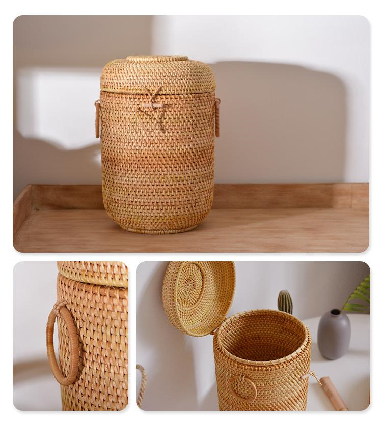 กล่องเก็บชาหวายสานมือพร้อมฝาปิ - Coffee Tea And Sugar Canisters บทวิจารณ์และราคา