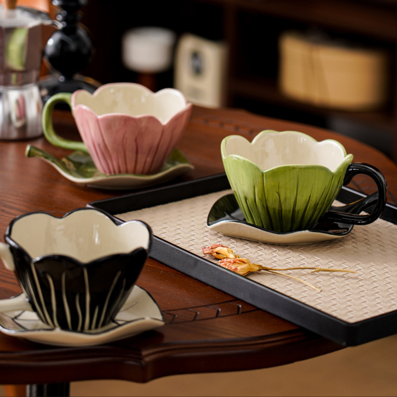 ไม่สม่ําเสมอมือวาดถ้วยกาแฟชุดจ - Coffee Tea Leaf บทวิจารณ์และราคา