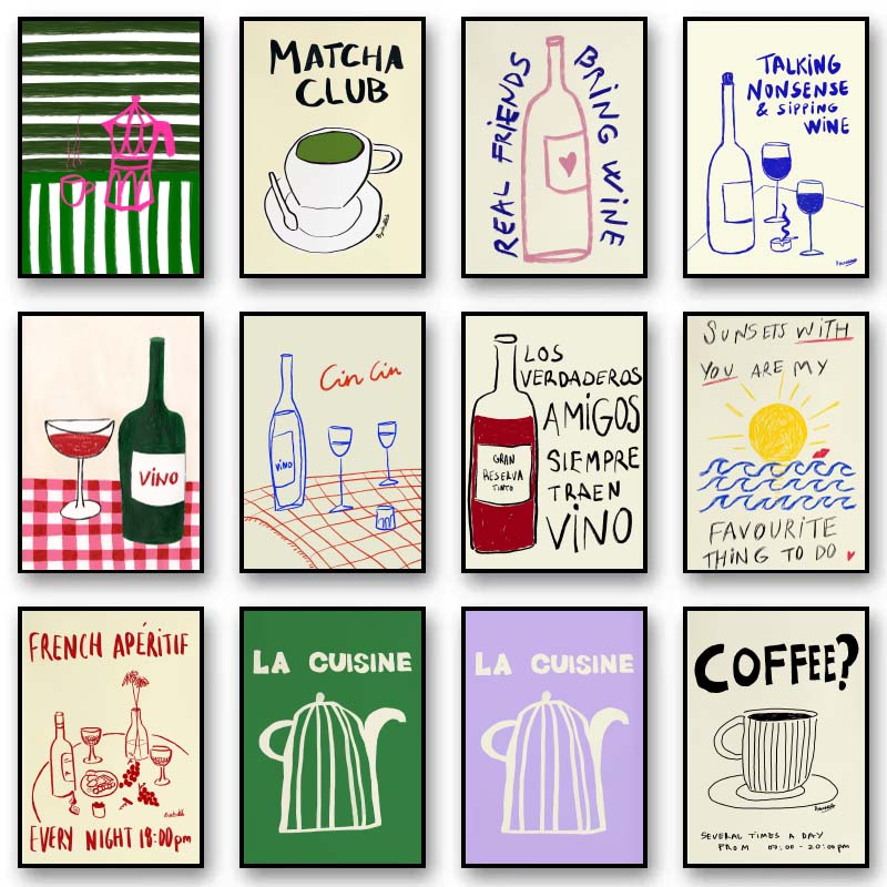 ภาพวาดบนผ้าใบไร้กรอบ 1 ชิ้น ภา - Coffee Tea Drawing บทวิจารณ์และราคา