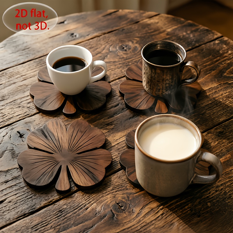 ชุดที่รองแก้วไม้รูปใบโคลเวอร์  - Coffee Tea Essentials บทวิจารณ์และราคา
