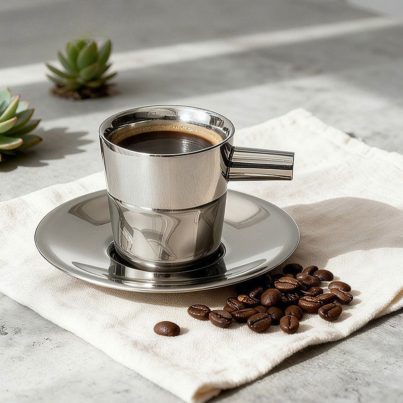 แก้วกาแฟสแตนเลส 2 ใบ พร้อมจานร - Coffee Tea Latte บทวิจารณ์และราคา
