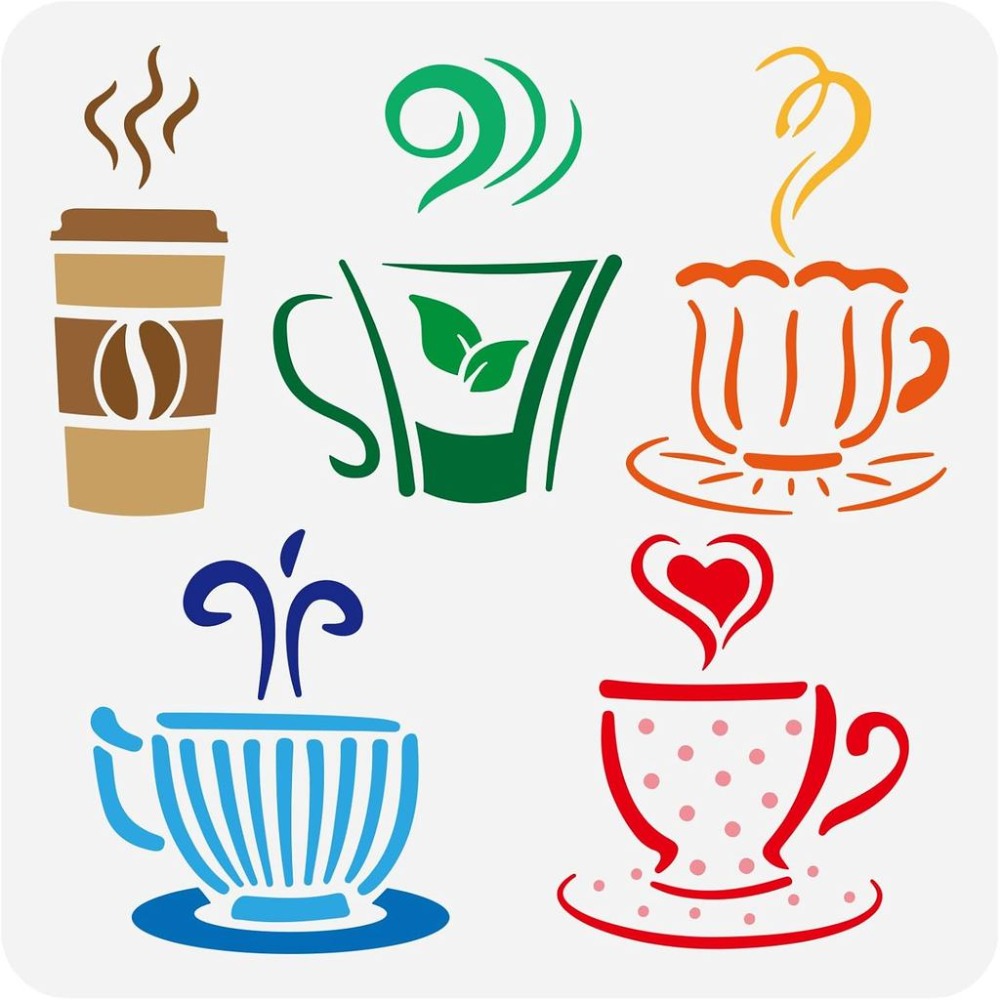 ลายฉลุสำหรับวาดภาพเครื่องดื่มร - Coffee Tea Drawing บทวิจารณ์และราคา