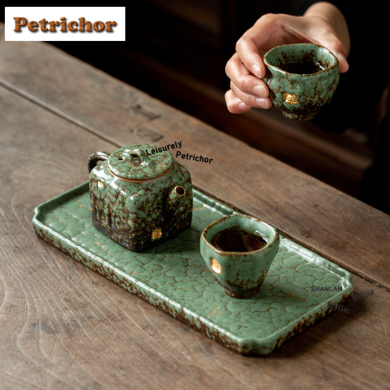 ถาดชาลายทองคำ ถาดขนมหวานสำหรับ - Coffee Tea Drawing บทวิจารณ์และราคา
