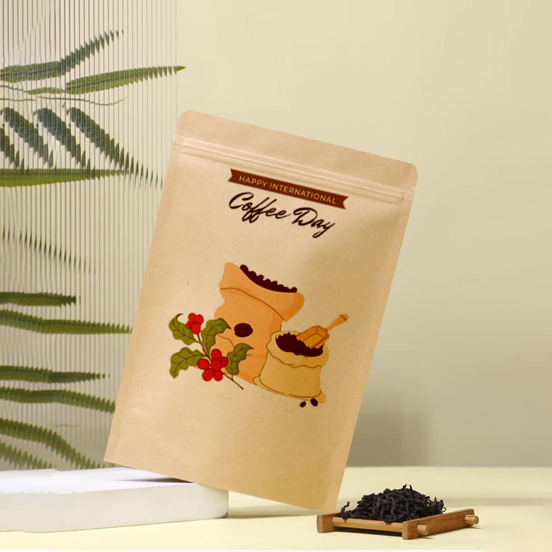 ถุงซิปกระดาษคราฟท์พิมพ์ลาย ใช้ - Coffee Tea Logo บทวิจารณ์และราคา