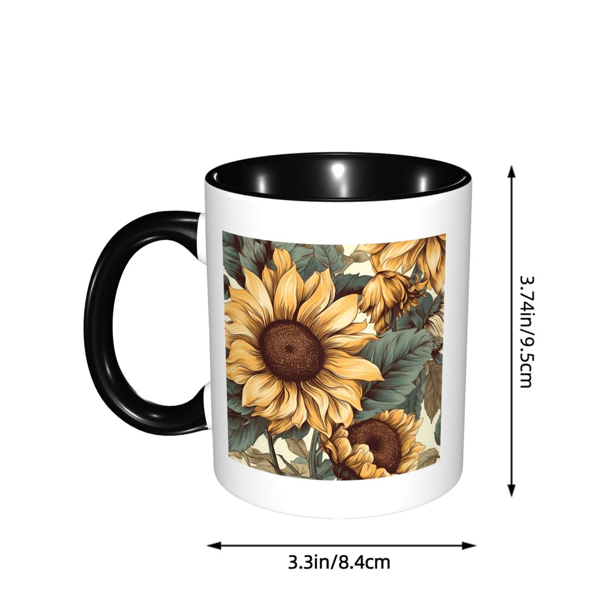 แก้วกาแฟเซรามิคลายดอกทานตะวันส - Coffee Tea Drawing บทวิจารณ์และราคา
