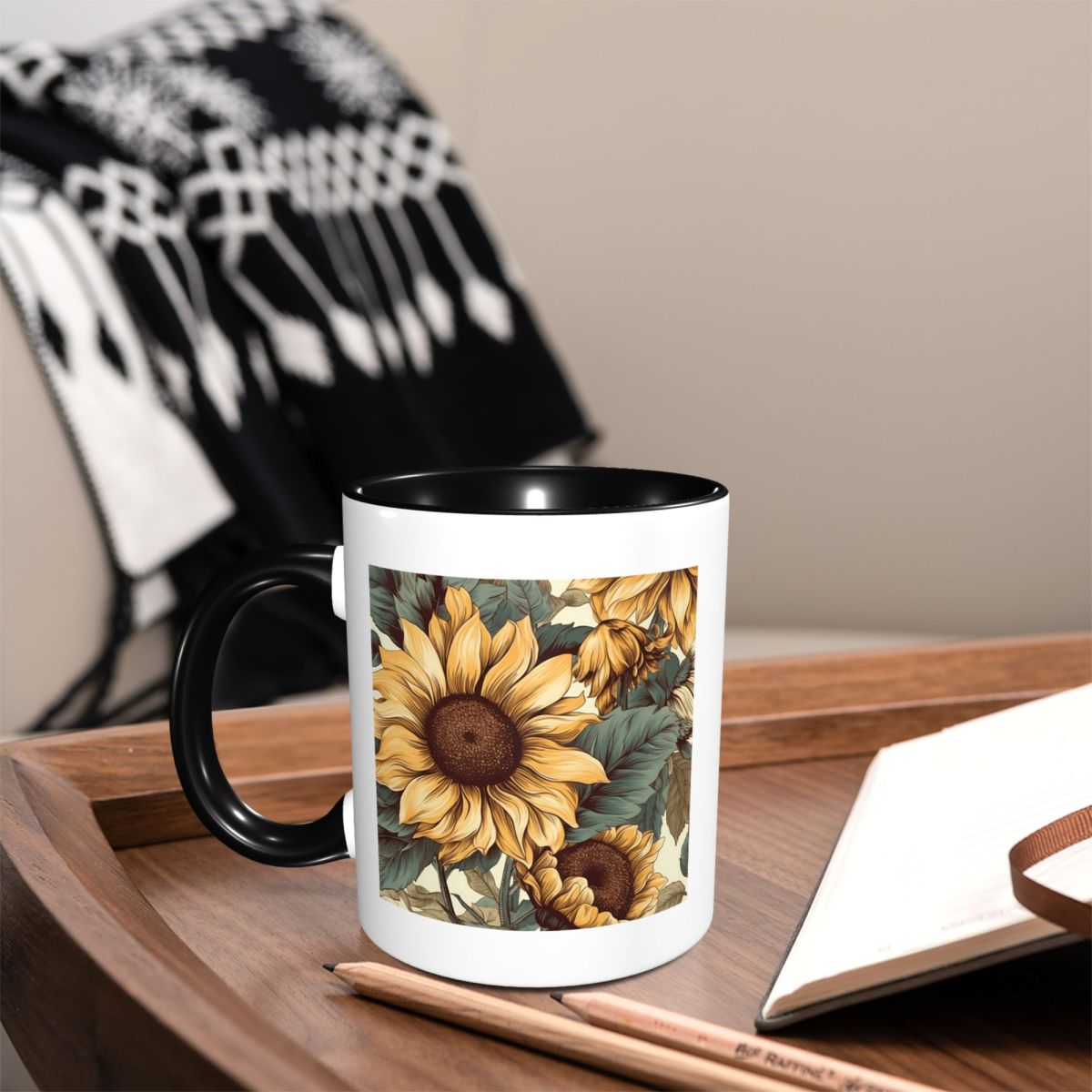 แก้วกาแฟเซรามิคลายดอกทานตะวันส - Coffee Tea Drawing บทวิจารณ์และราคา