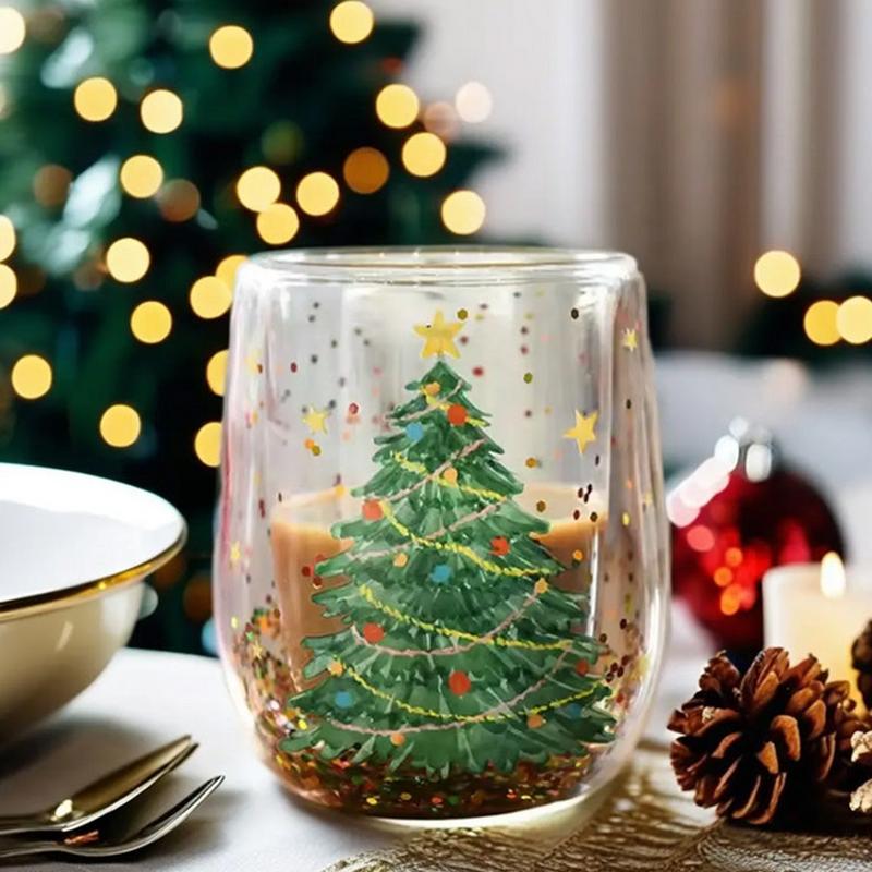 แก้วดื่มถ้วยคริสต์มาสผนังคู่ทน - Coffee Tea Latte บทวิจารณ์และราคา